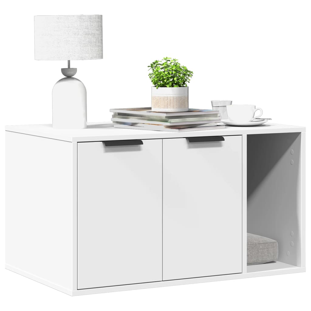 Cat Litter Box Enclosure White 80x50x45 cm Engineered Wood-0