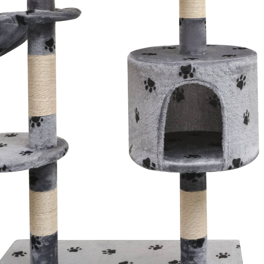 Cat Tree with Sisal Scratching Posts 125 cm Paw Prints Grey-2