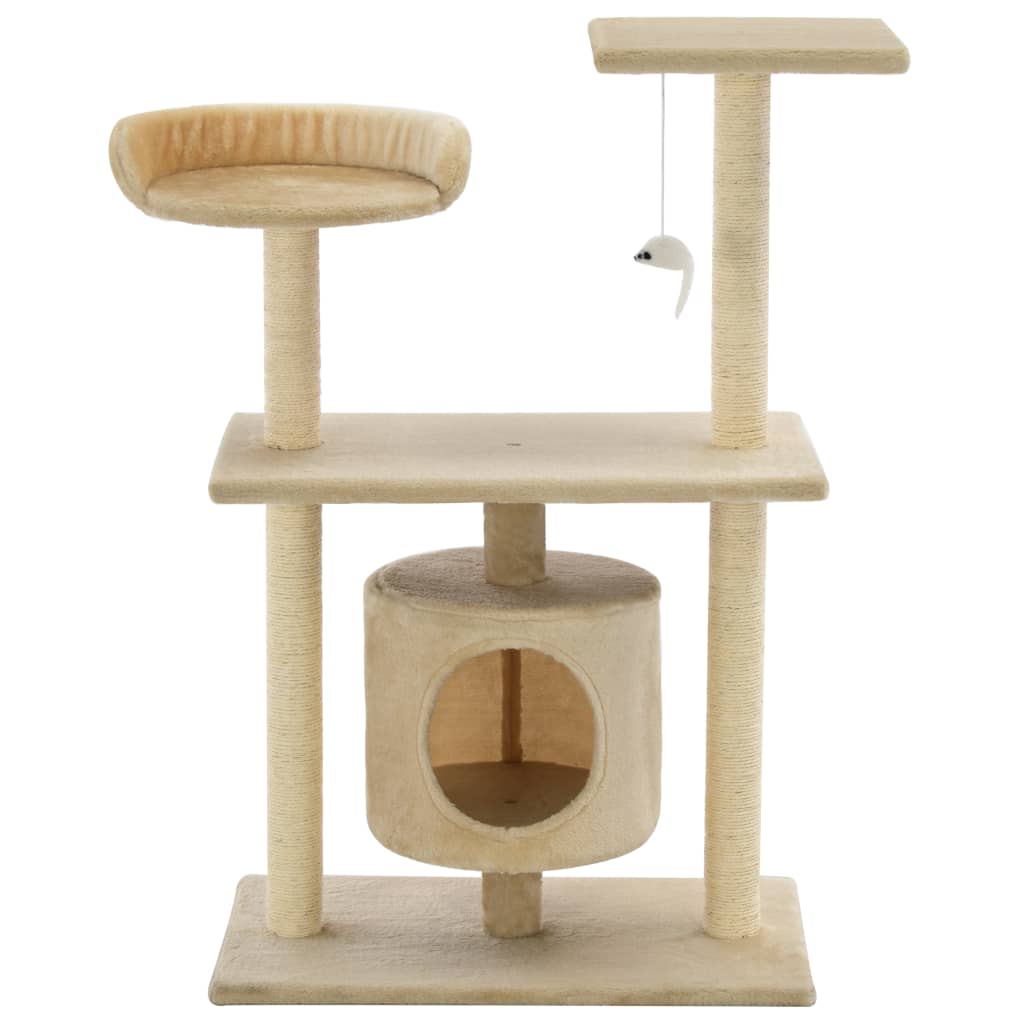 Cat Tree with Sisal Scratching Posts 95 cm Beige-2