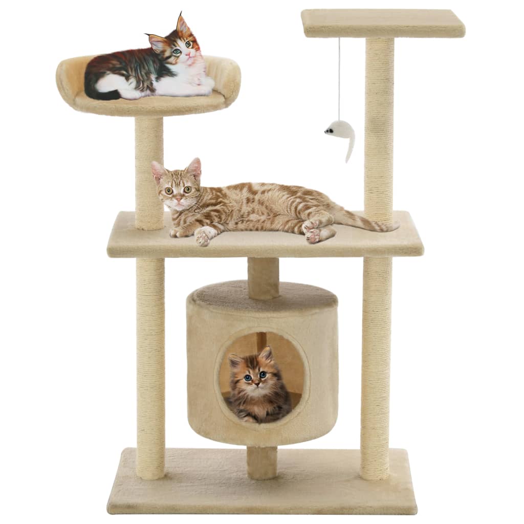 Cat Tree with Sisal Scratching Posts 95 cm Beige-0