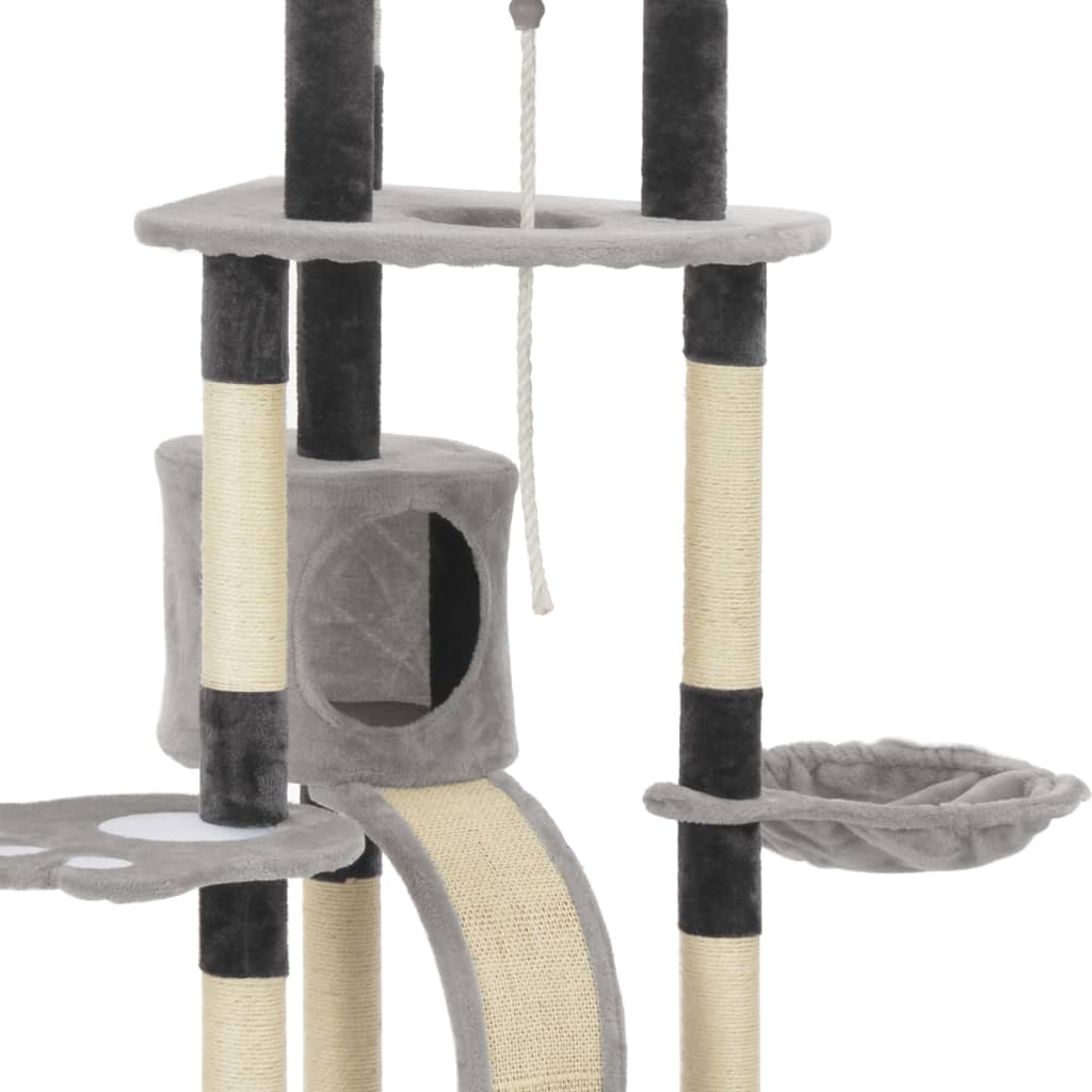 Cat Tree with Sisal Scratching Posts Grey 145 cm-3