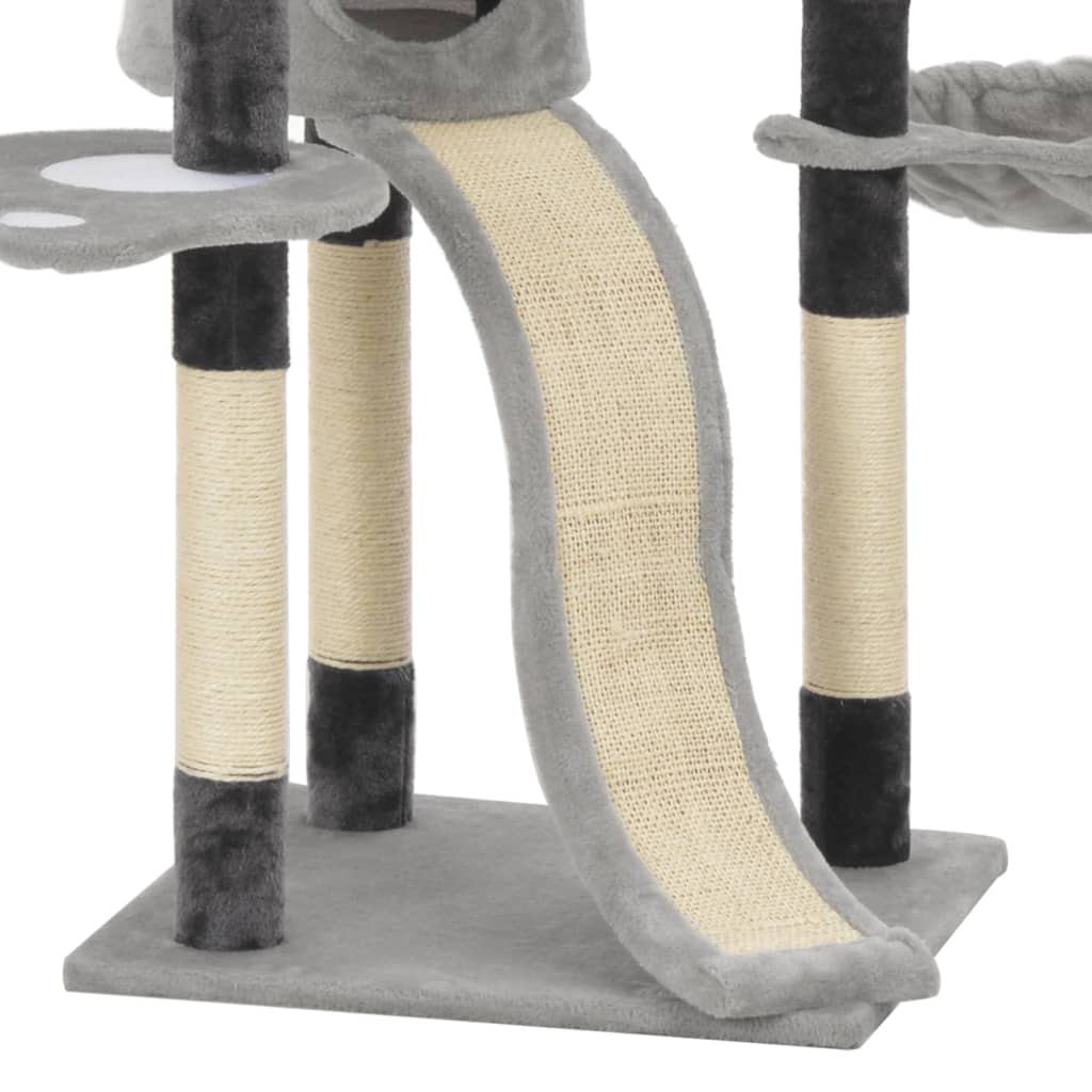 Cat Tree with Sisal Scratching Posts Grey 145 cm-4