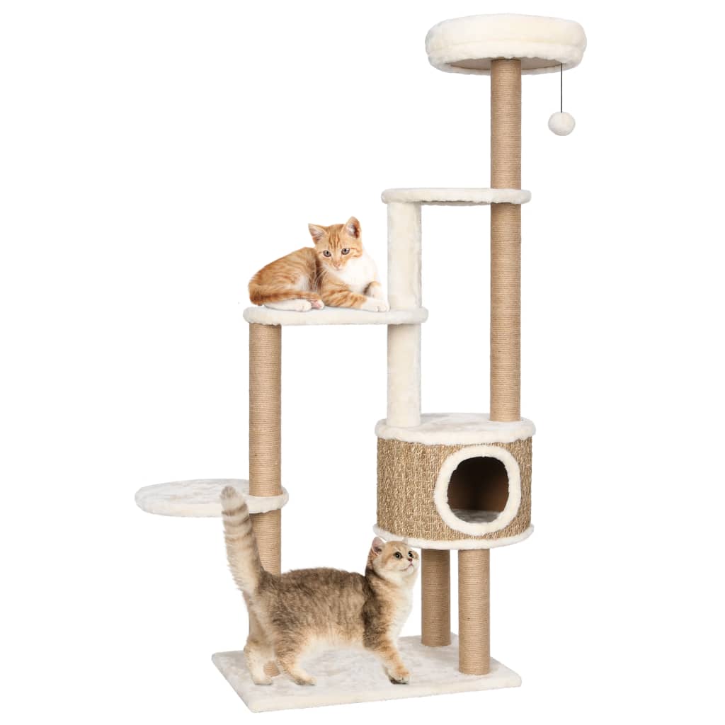 Cat Tree with Luxury Cushion and Scratching Post 148cm Seagrass-0