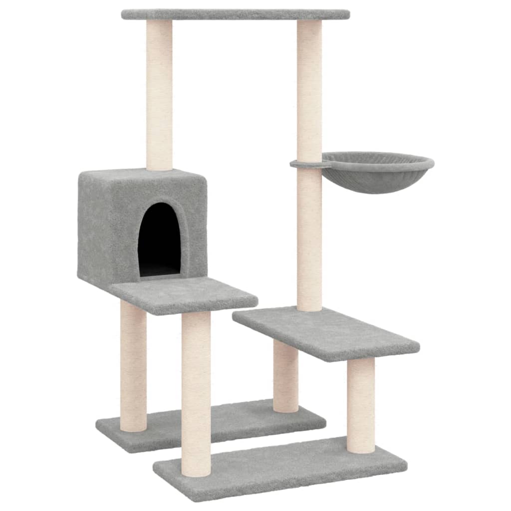 Cat Tree with Sisal Scratching Posts Light Grey 94.5 cm-1