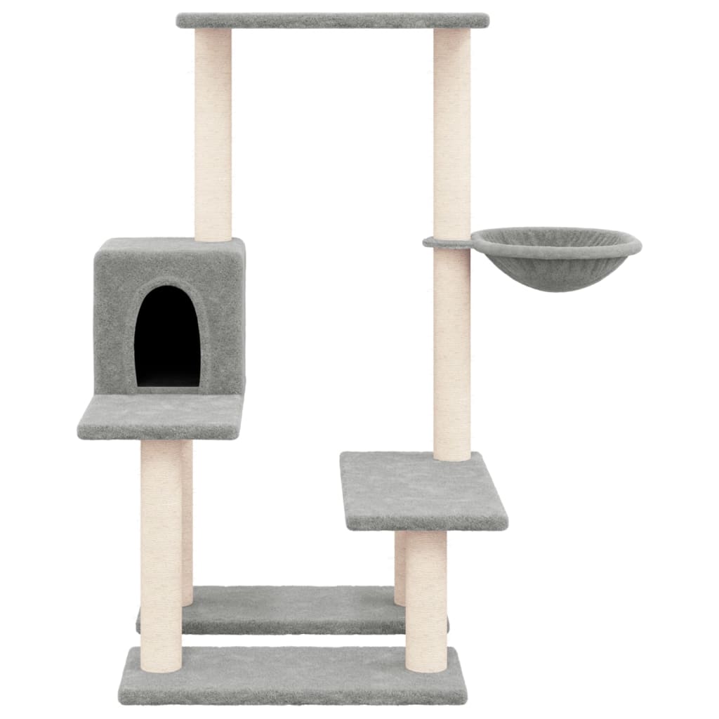 Cat Tree with Sisal Scratching Posts Light Grey 94.5 cm-2
