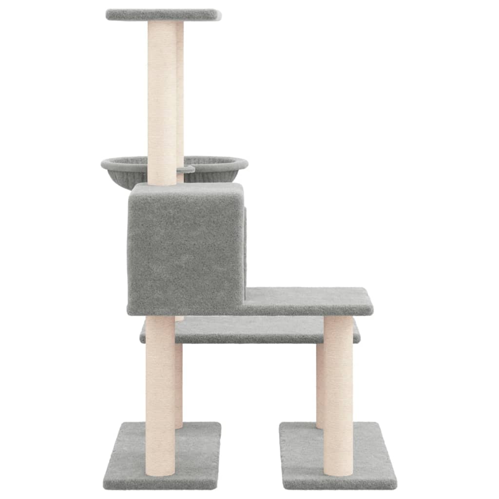 Cat Tree with Sisal Scratching Posts Light Grey 94.5 cm-3