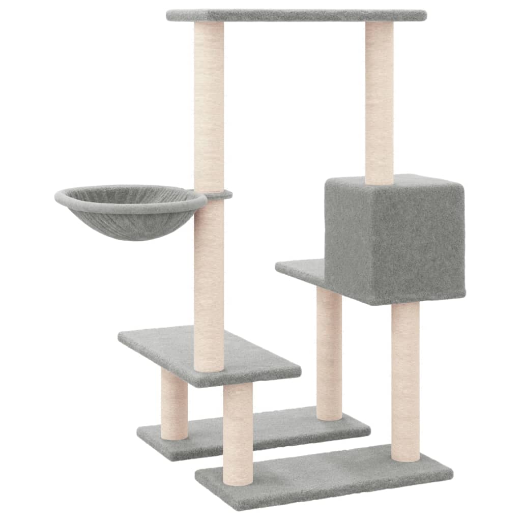 Cat Tree with Sisal Scratching Posts Light Grey 94.5 cm-4