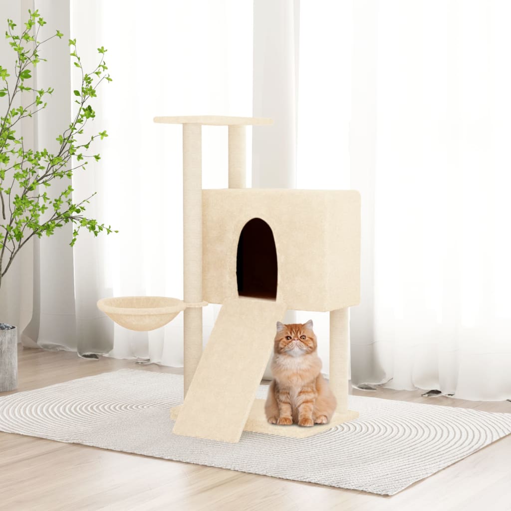 Cat Tree with Sisal Scratching Posts Cream 96 cm-0