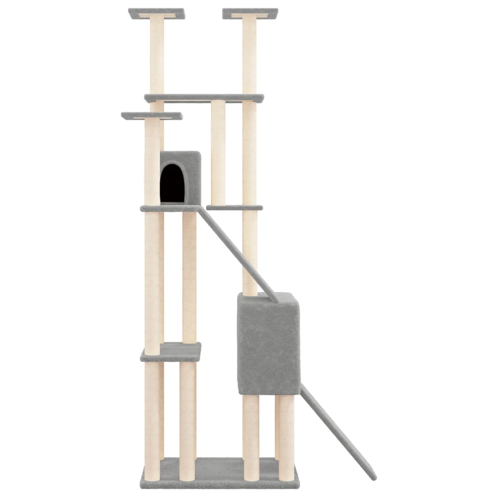 Cat Tree with Sisal Scratching Posts Light Grey 190 cm-3