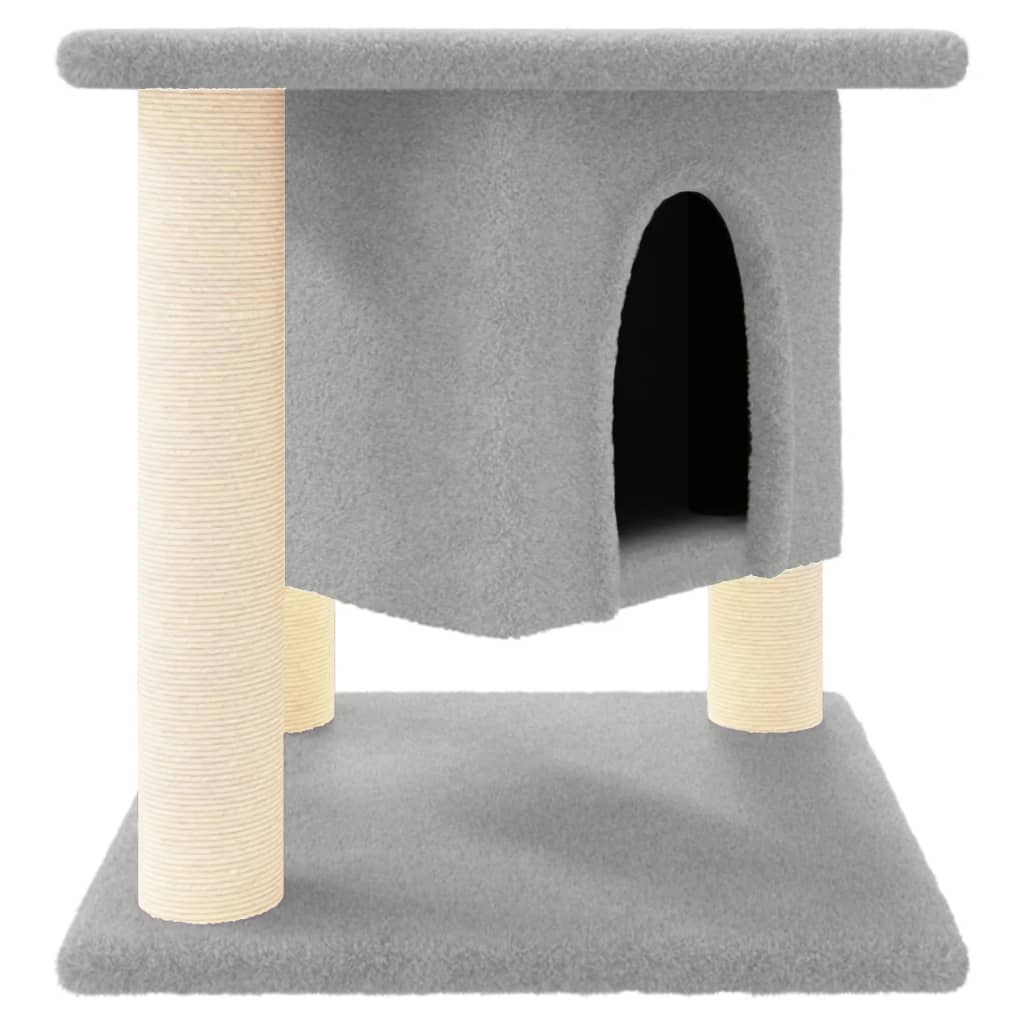Cat Tree with Sisal Scratching Posts Light Grey 37 cm-1