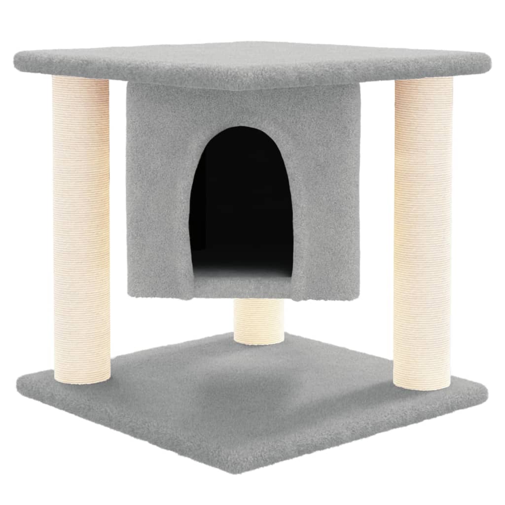 Cat Tree with Sisal Scratching Posts Light Grey 37 cm-2