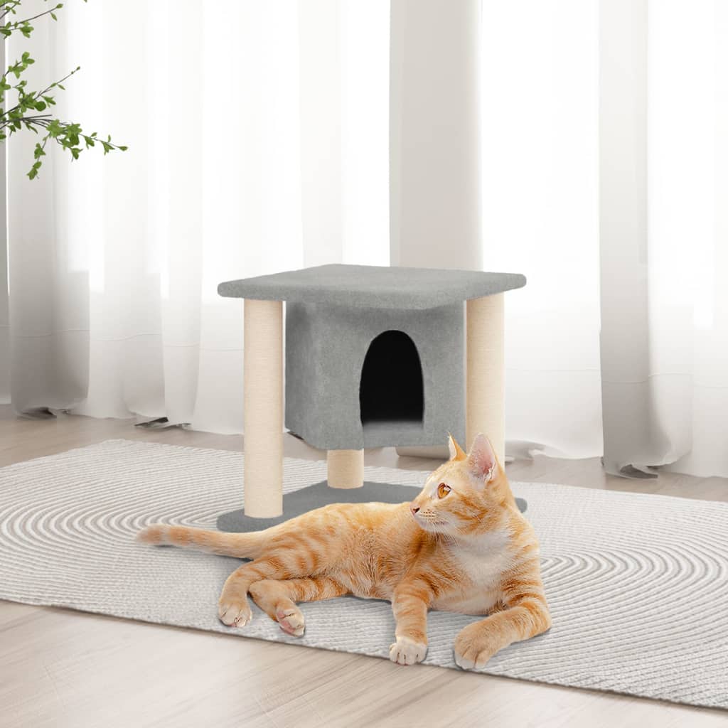 Cat Tree with Sisal Scratching Posts Light Grey 37 cm-0