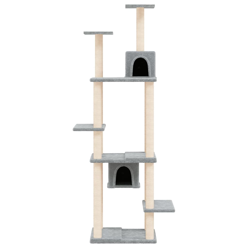 Cat Tree with Sisal Scratching Posts Light Grey 176 cm-2