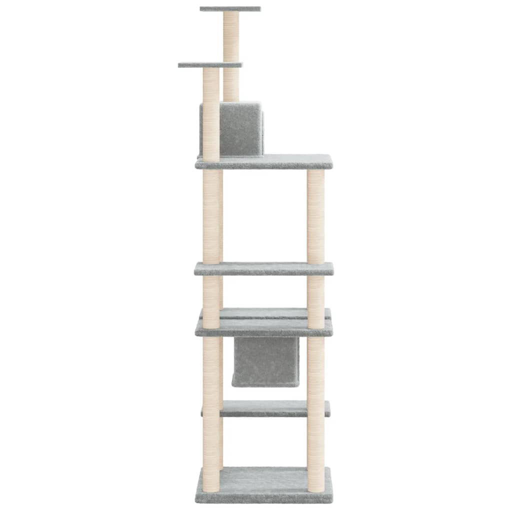 Cat Tree with Sisal Scratching Posts Light Grey 176 cm-3