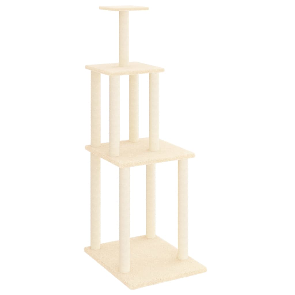 Cat Tree with Sisal Scratching Posts Cream 149 cm-1