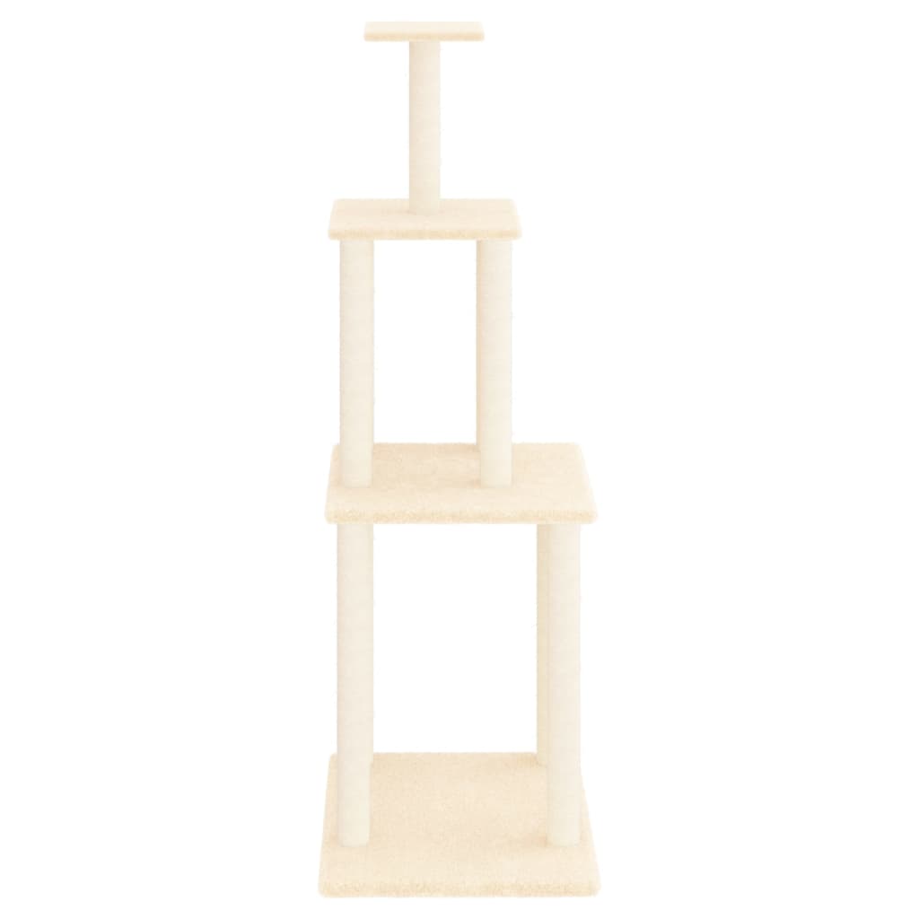Cat Tree with Sisal Scratching Posts Cream 149 cm-2