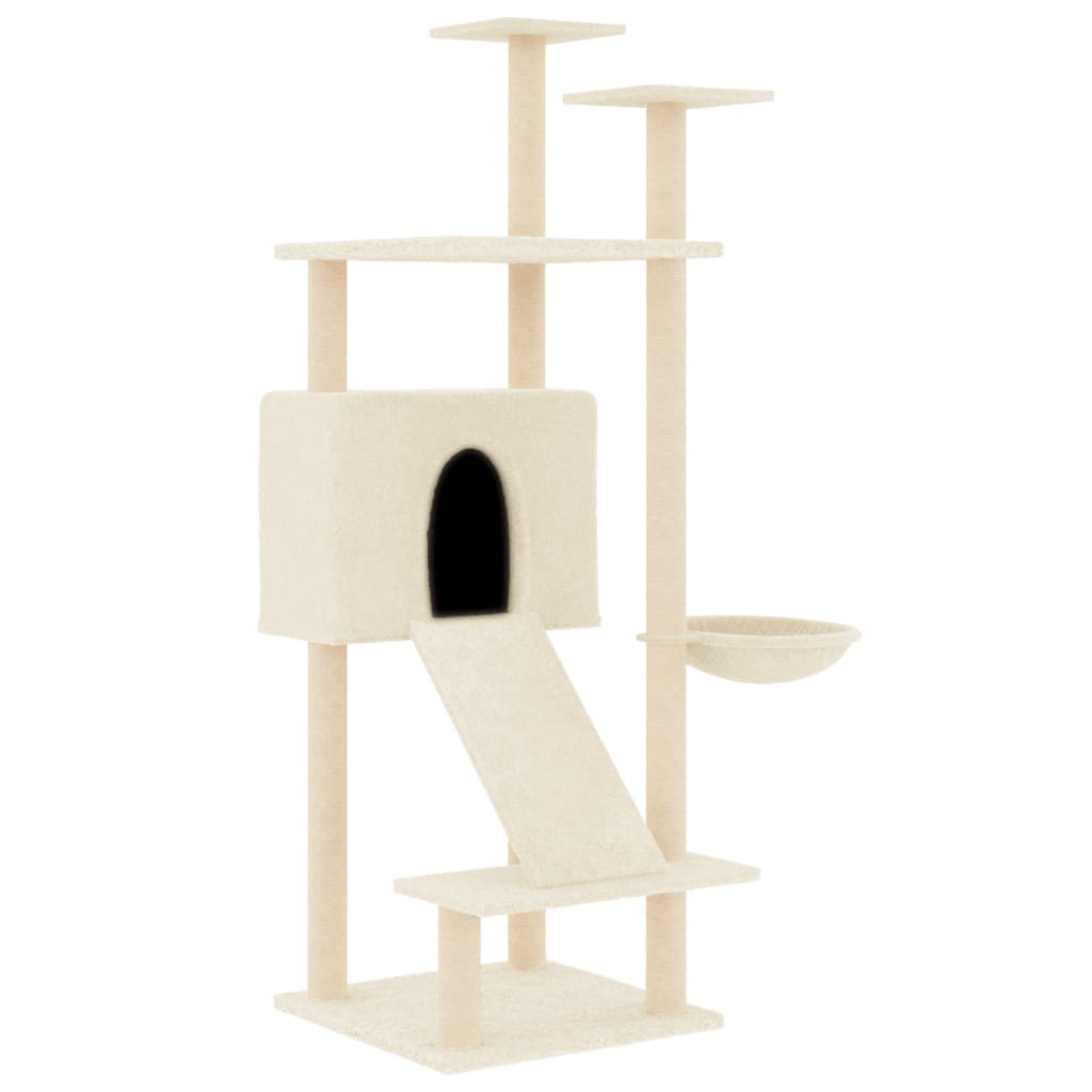 Cat Tree with Sisal Scratching Posts Cream 153 cm-1
