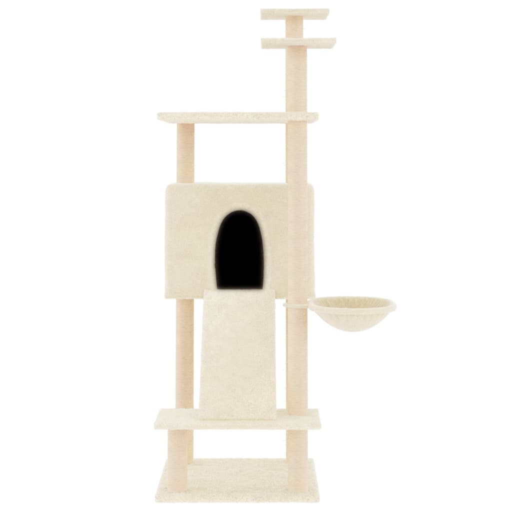 Cat Tree with Sisal Scratching Posts Cream 153 cm-2