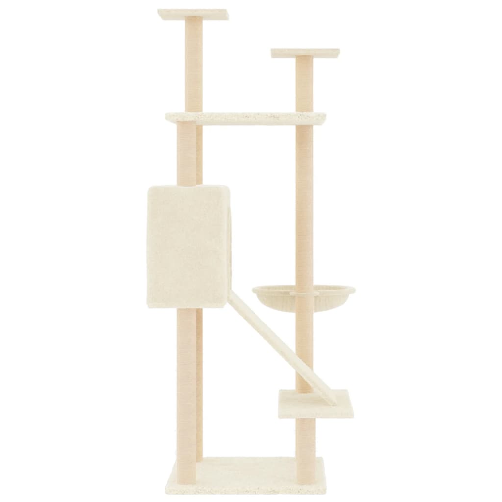 Cat Tree with Sisal Scratching Posts Cream 153 cm-3