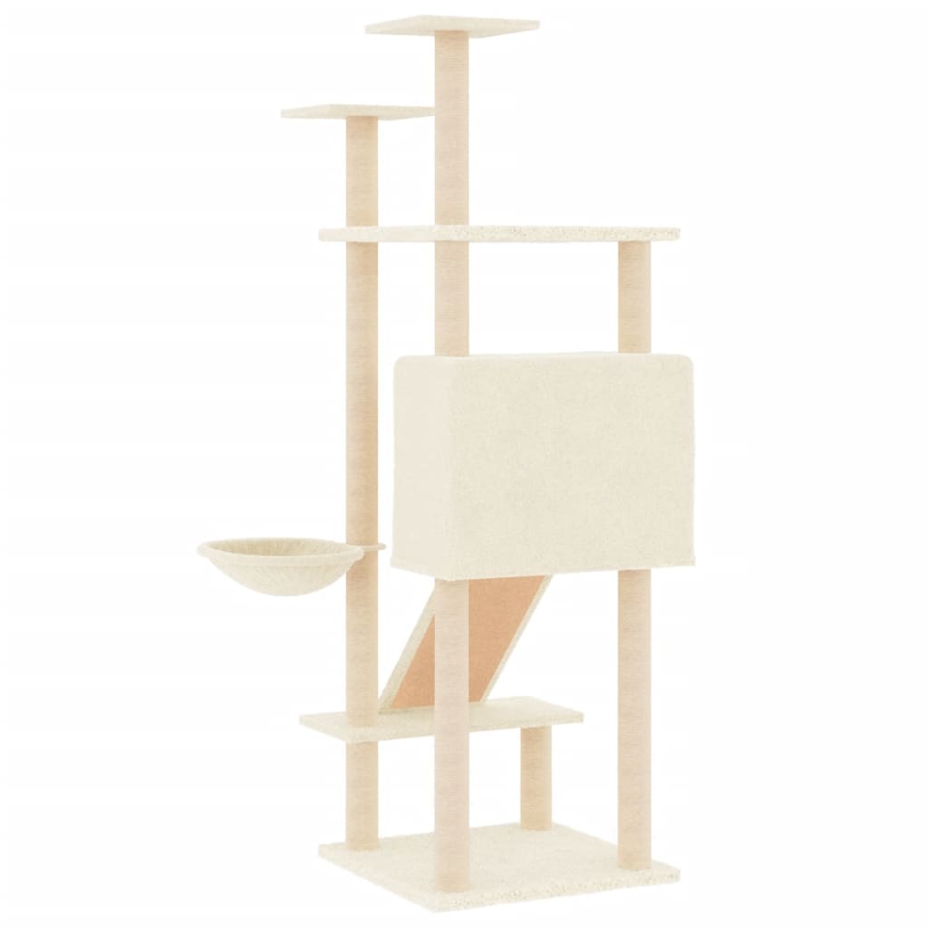 Cat Tree with Sisal Scratching Posts Cream 153 cm-4