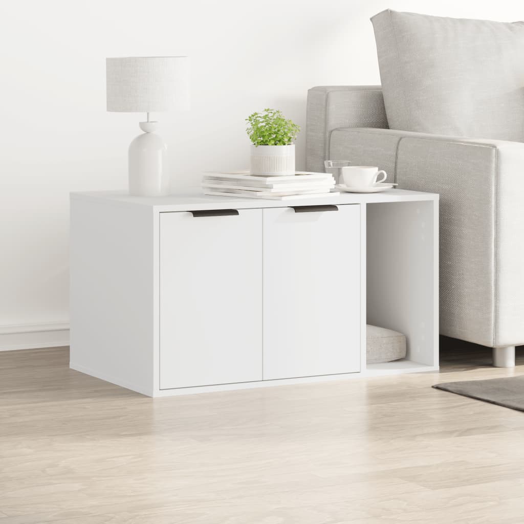 Cat Litter Box Enclosure White 80x50x45 cm Engineered Wood-2