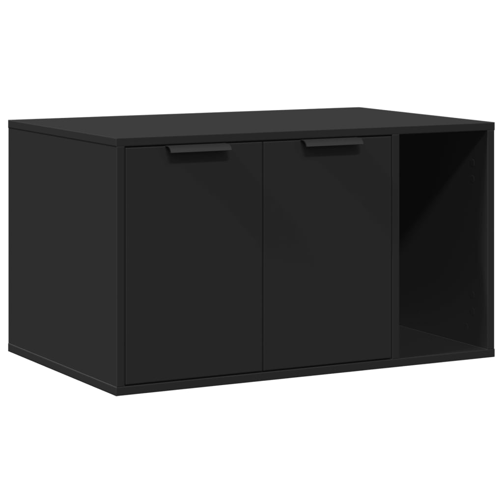 Cat Litter Box Enclosure Black 80x50x45 cm Engineered Wood-1