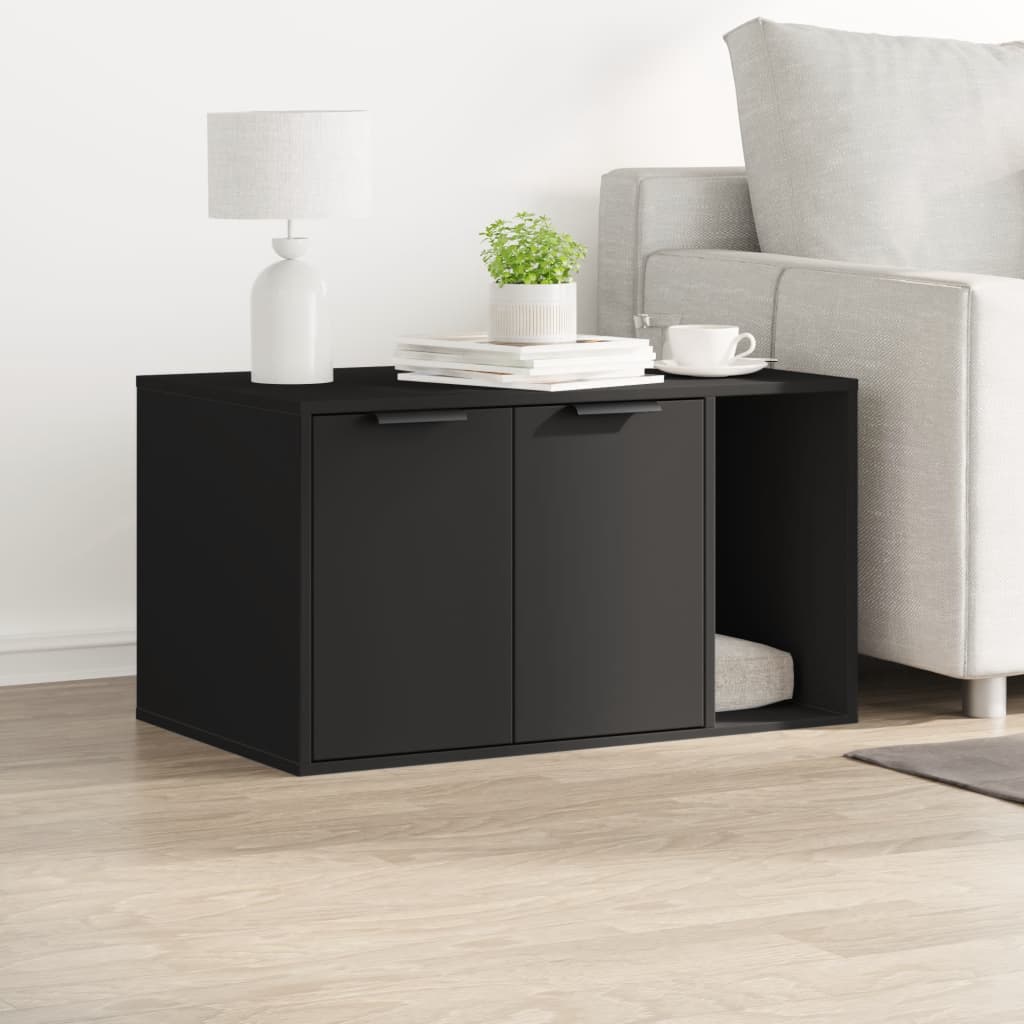 Cat Litter Box Enclosure Black 80x50x45 cm Engineered Wood-2