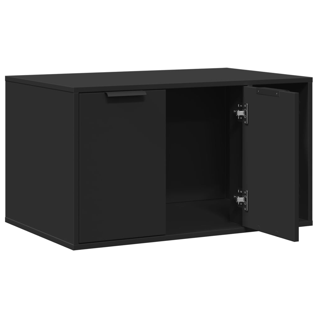 Cat Litter Box Enclosure Black 80x50x45 cm Engineered Wood-3