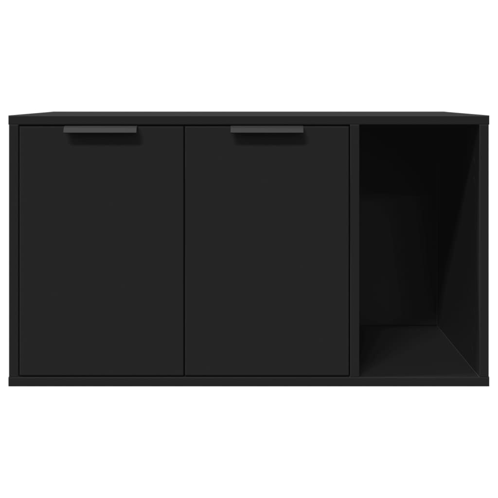 Cat Litter Box Enclosure Black 80x50x45 cm Engineered Wood-4
