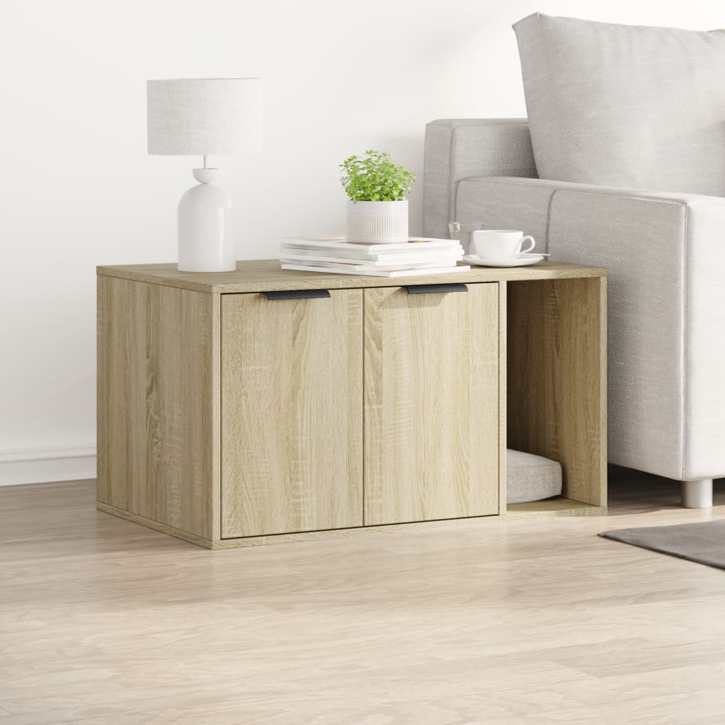 Cat Litter Box Enclosure Sonoma Oak 80x50x45 cm Engineered Wood-2
