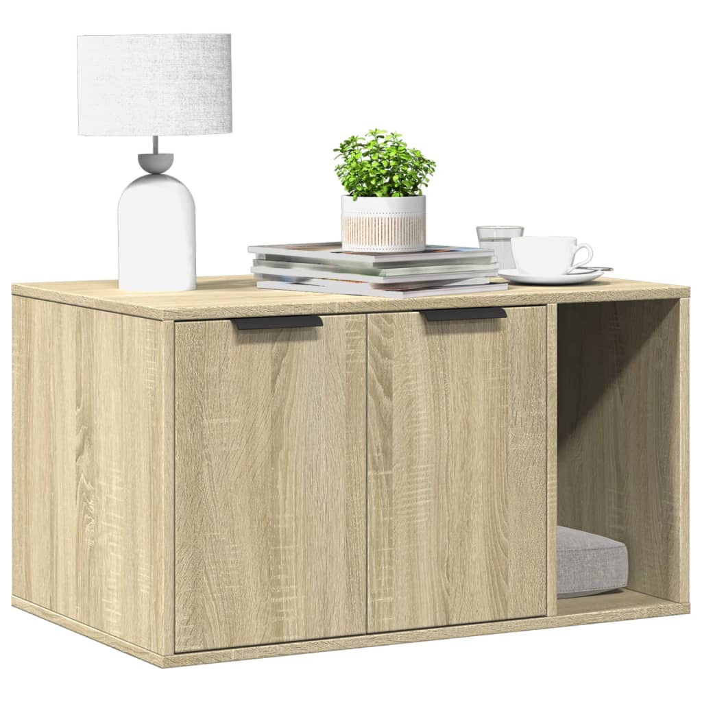Cat Litter Box Enclosure Sonoma Oak 80x50x45 cm Engineered Wood-0