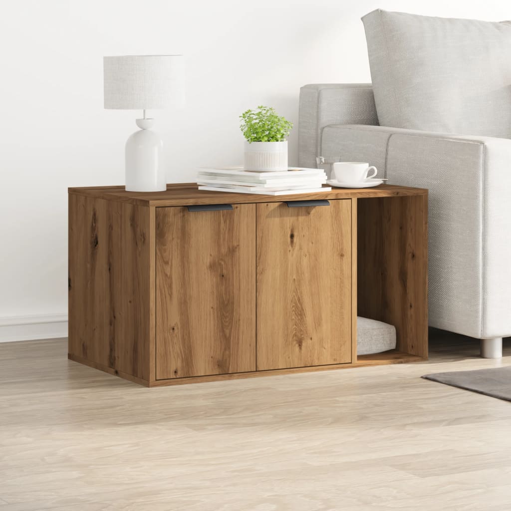 Cat Litter Box Enclosure Artisian Oak 80x50x45 cm Engineered Wood-2