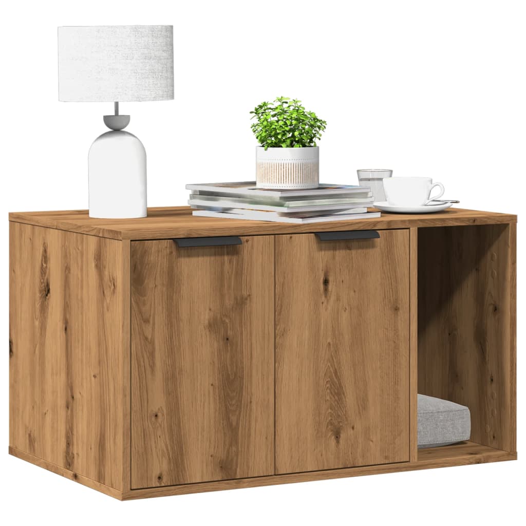 Cat Litter Box Enclosure Artisian Oak 80x50x45 cm Engineered Wood-0