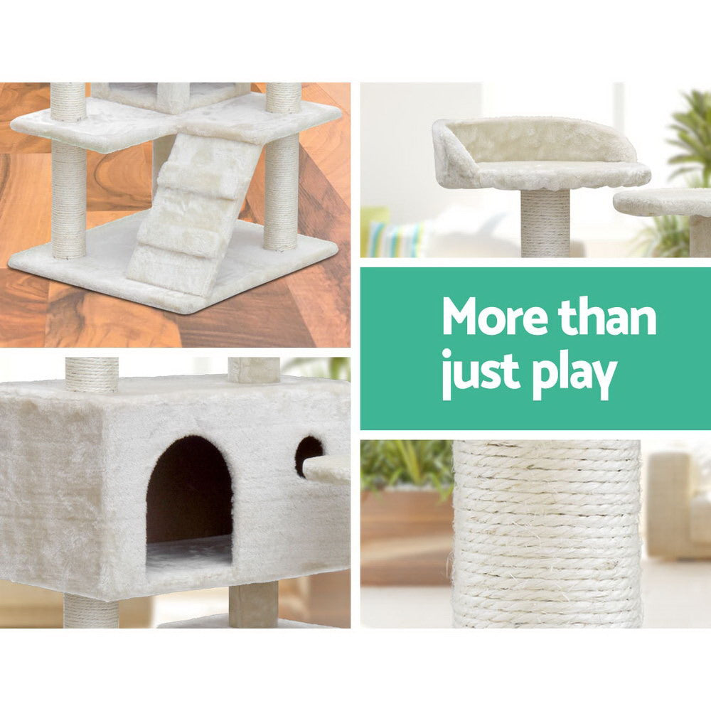 Cat Tree 134cm Trees Scratching Post Scratcher Tower Condo House Furniture Wood Beige-4
