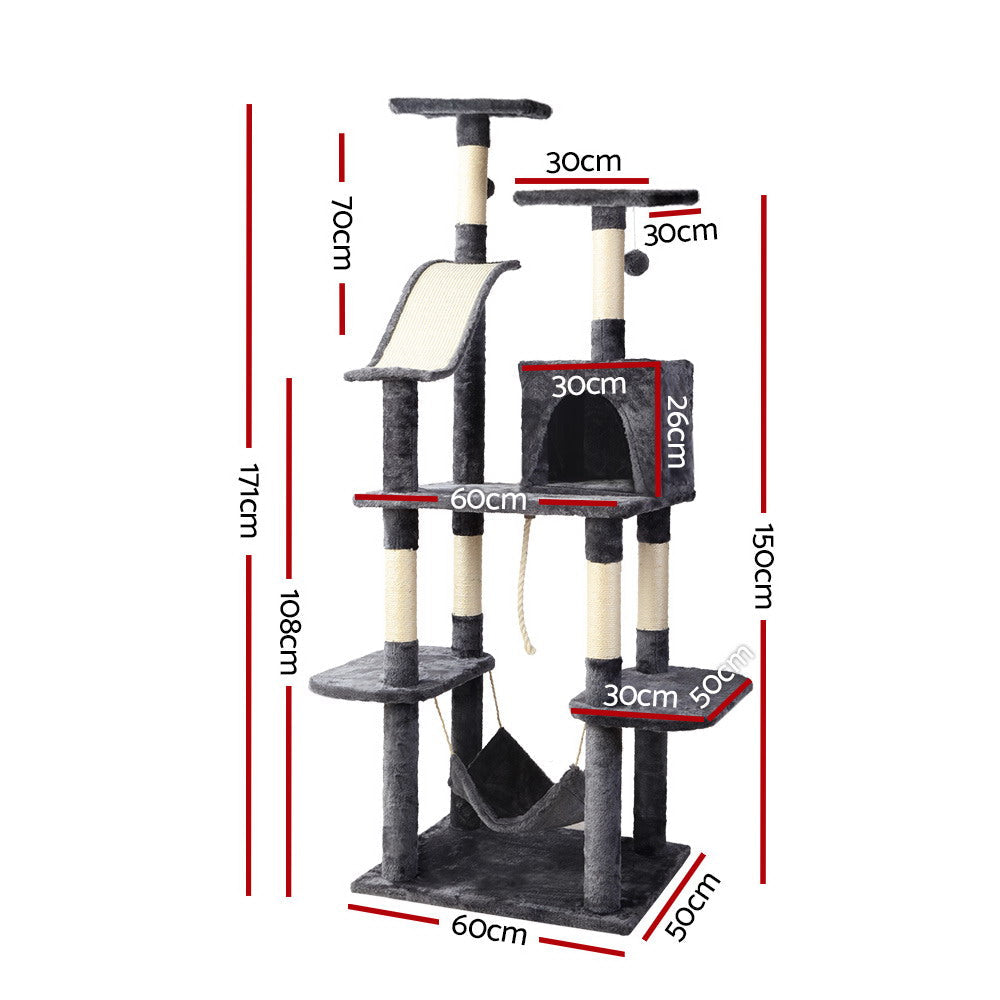 Cat Tree 171cm Trees Scratching Post Scratcher Tower Condo House Furniture Wood-1