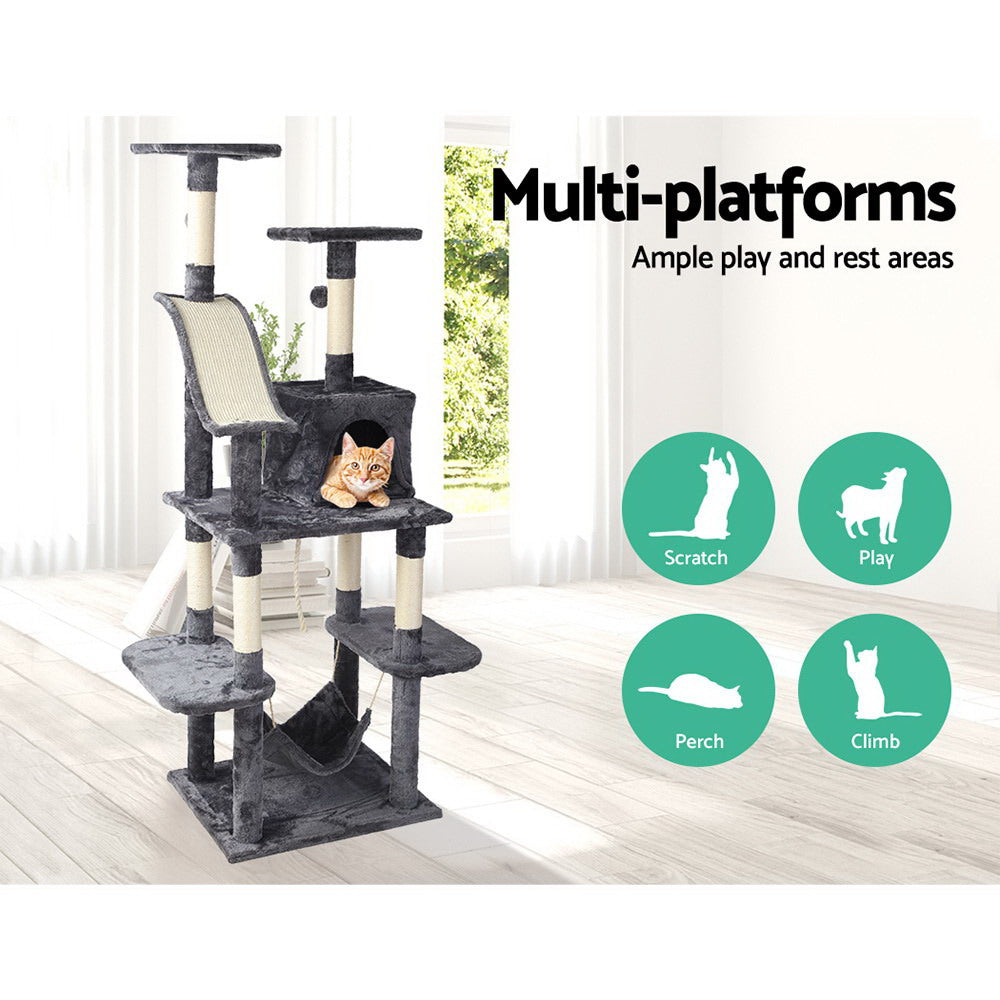 Cat Tree 171cm Trees Scratching Post Scratcher Tower Condo House Furniture Wood-2