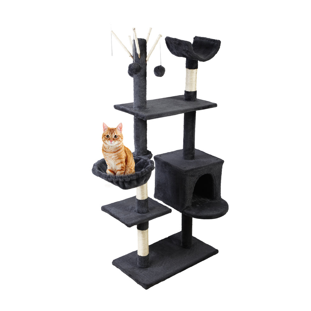 Cat Tree 140cm Trees Scratching Post Scratcher Tower Condo House Furniture Wood-0