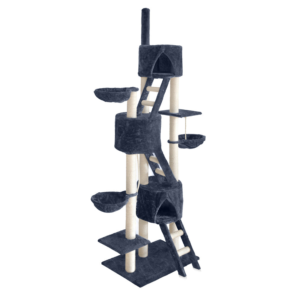 Cat Tree 244cm Trees Scratching Post Scratcher Tower Condo House Furniture Wood-0