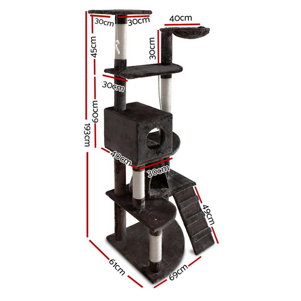 Cat Tree 193cm Trees Scratching Post Scratcher Tower Condo House Furniture Wood-1