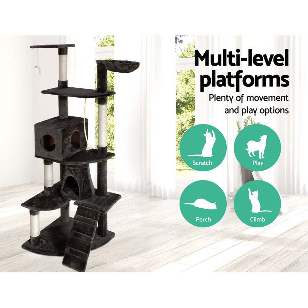 Cat Tree 193cm Trees Scratching Post Scratcher Tower Condo House Furniture Wood-2