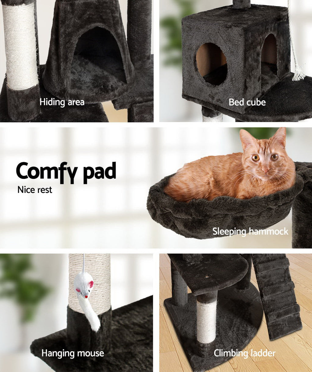 Cat Tree 193cm Trees Scratching Post Scratcher Tower Condo House Furniture Wood-4