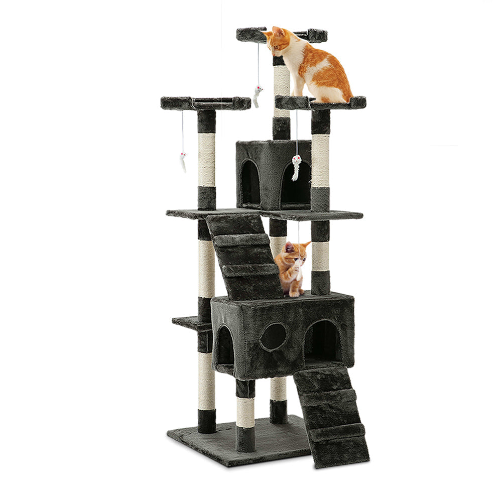 Cat Tree 180cm Trees Scratching Post Scratcher Tower Condo House Furniture Wood-0