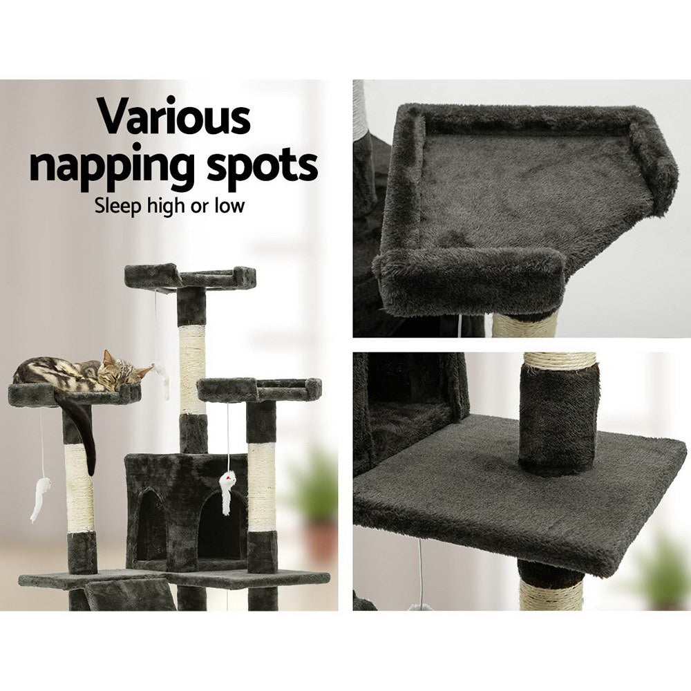 Cat Tree 180cm Trees Scratching Post Scratcher Tower Condo House Furniture Wood-2