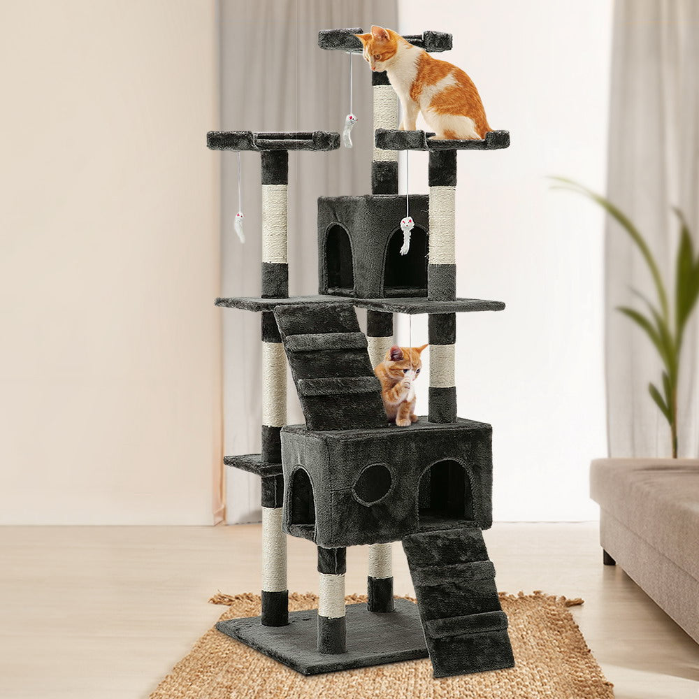 Cat Tree 180cm Trees Scratching Post Scratcher Tower Condo House Furniture Wood-3