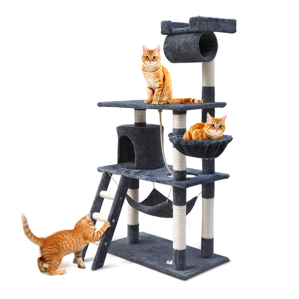 Cat Tree 141cm Trees Scratching Post Scratcher Tower Condo House Furniture Wood-0