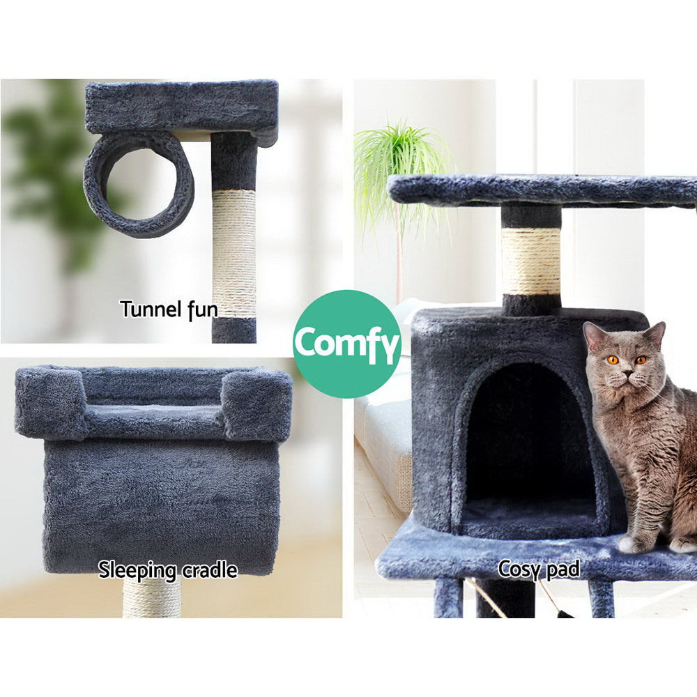 Cat Tree 141cm Trees Scratching Post Scratcher Tower Condo House Furniture Wood-2