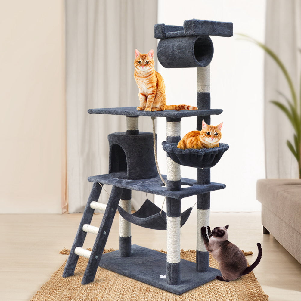 Cat Tree 141cm Trees Scratching Post Scratcher Tower Condo House Furniture Wood-3