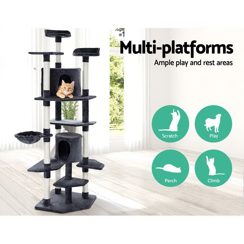 Cat Tree 203cm Trees Scratching Post Scratcher Tower Condo House Furniture Wood-1