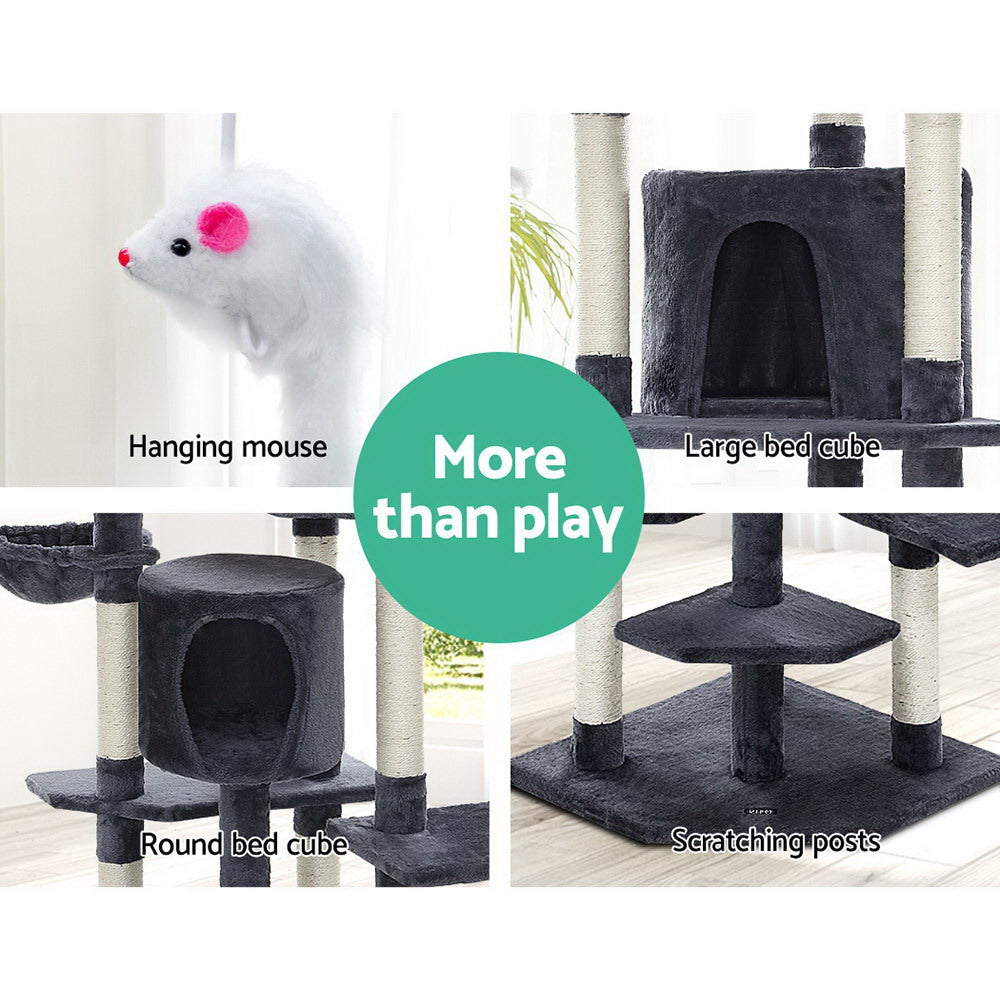 Cat Tree 203cm Trees Scratching Post Scratcher Tower Condo House Furniture Wood-2