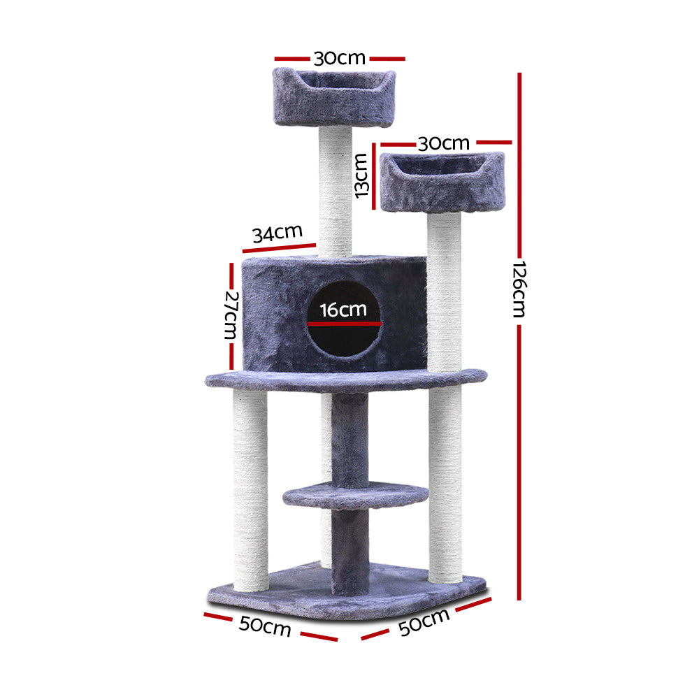 Cat Tree 126cm Trees Scratching Post Scratcher Tower Condo House Furniture Wood-1